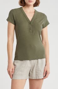 James Perse V-Neck Cotton Blend Henley