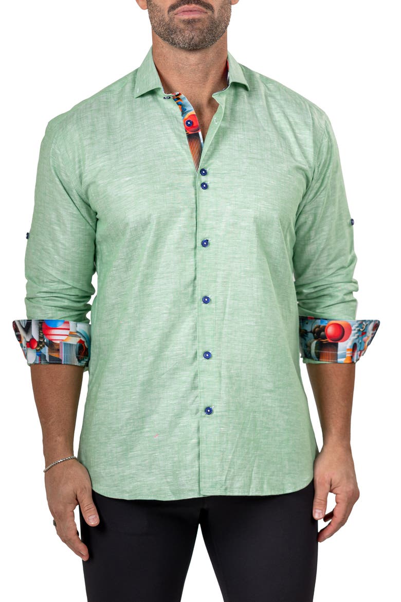 Eins Marthy Contemporary Fit Button-Up Shirt, Alternate, color, GREEN