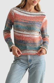 All in Favor Striped Boat Neck Sweater