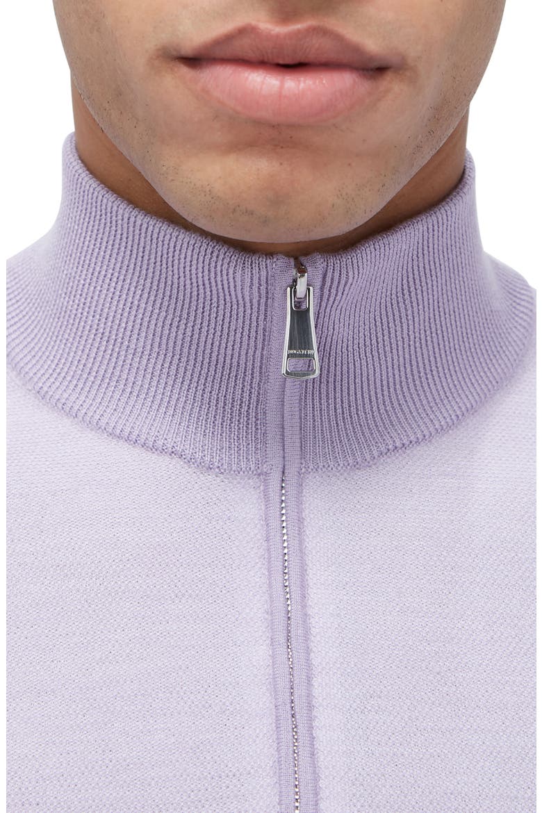 Merino Wool & Silk Bird's Eye Quarter Zip Sweater, Alternate, color, LILAC