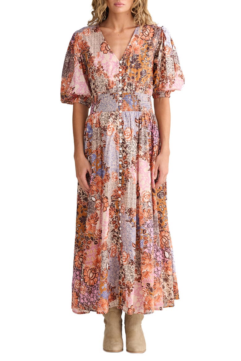Halo Floral Patchwork Maxi Dress, Main, color, DREAM WEAVER