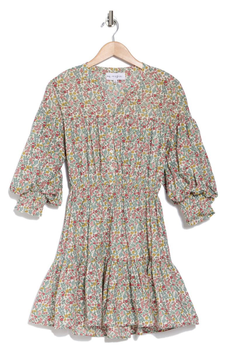 Maisie Floral Balloon Sleeve Cotton Minidress, Alternate, color,
