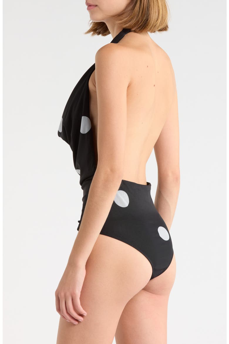 Plunge Neck Bodysuit Cleona, Alternate, color, BLACK