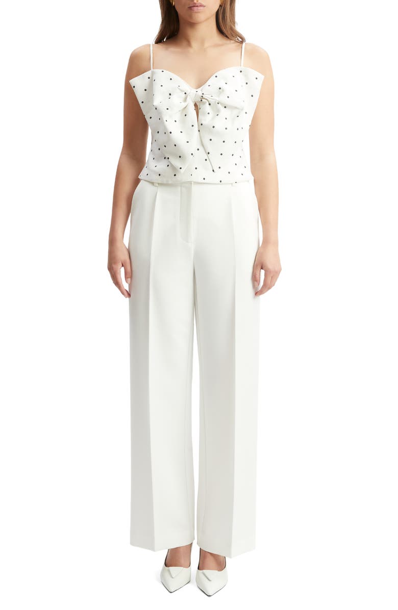 Bardot Vieda Bow Front Camisole, Alternate, color, White Black Spot