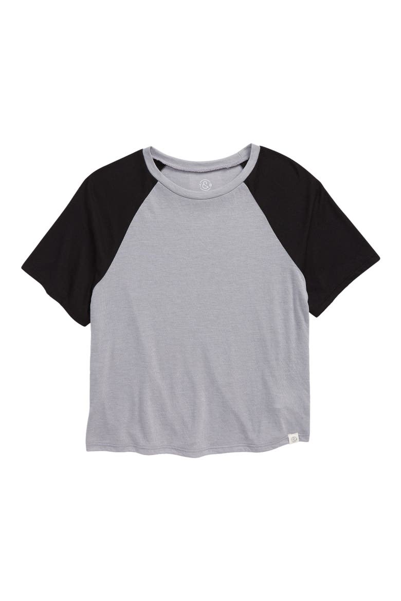 Kids' Baseball T-Shirt, Main, color, GREY LIGHT HEATHER- BLACK