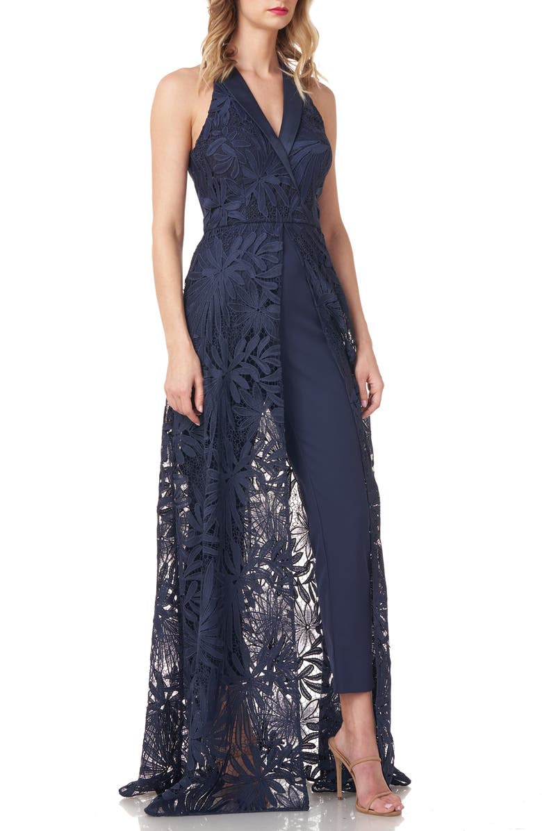 Kay Unger Lace Maxi Romper, Alternate, color, 