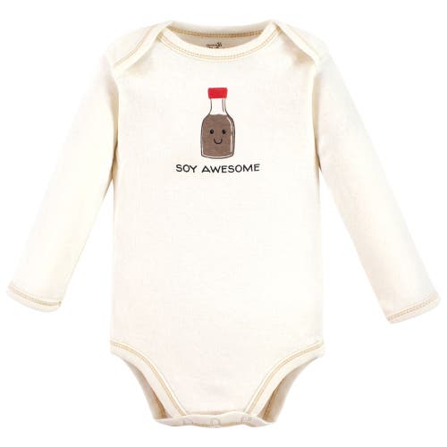 Touched By Nature Organic Cotton Long-sleeve Bodysuits In Gold