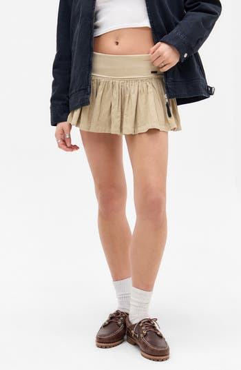 Bdg Urban Outfitters Byrdie Stretch Cotton Miniskort In Sand