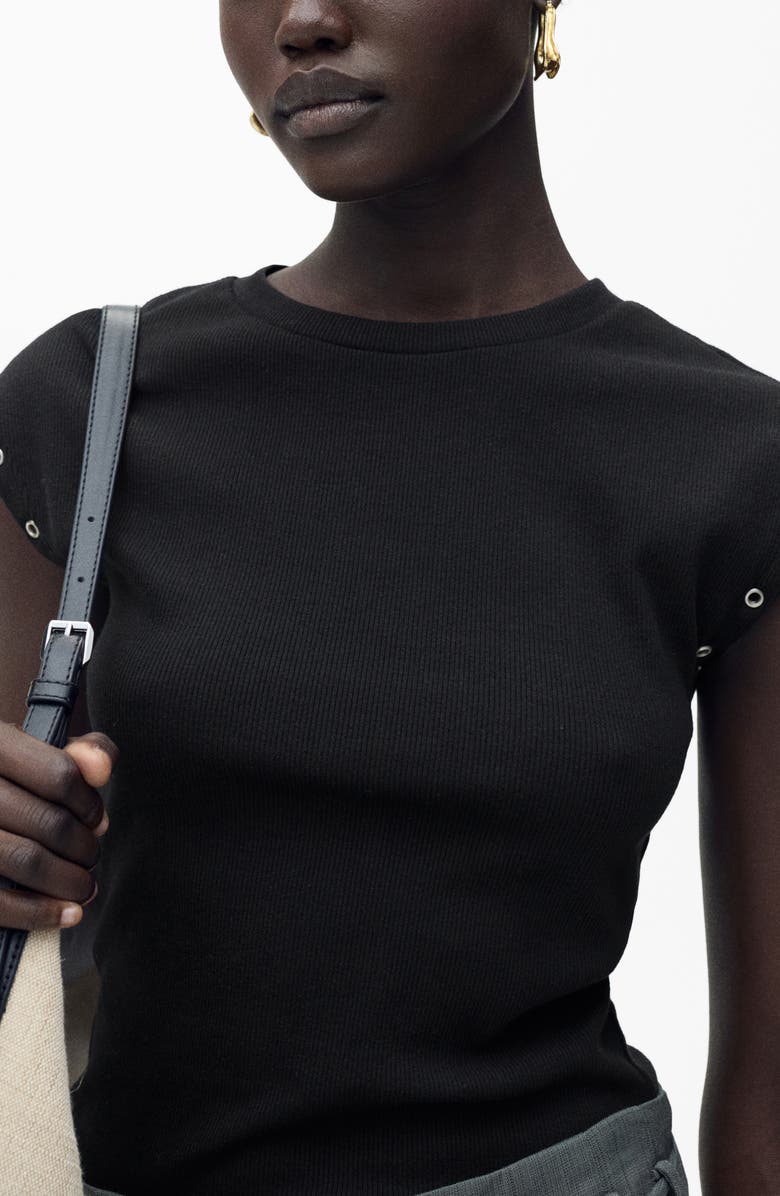 MANGO Grommet Cap Sleeve T-Shirt, Alternate, color,