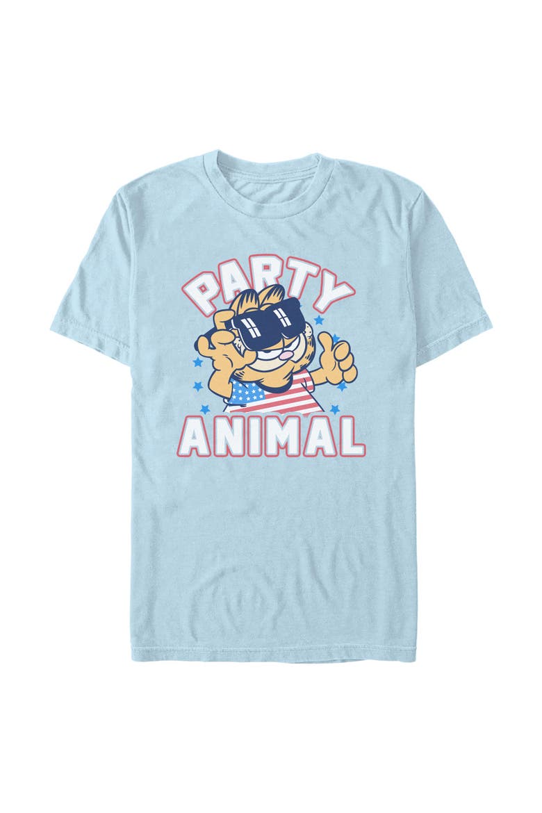Men's Garfield Cat Party Animal  Graphic T-Shirt, Main, color, Light Blue