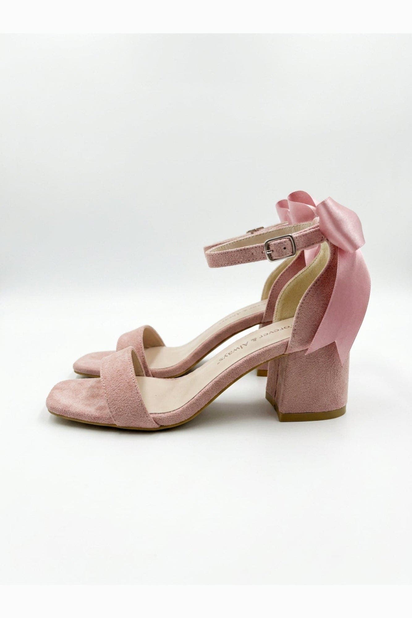 Rochelle Ivory Bridal Sandals with Ribbon, Alternate, color, Dusty Pink Suede