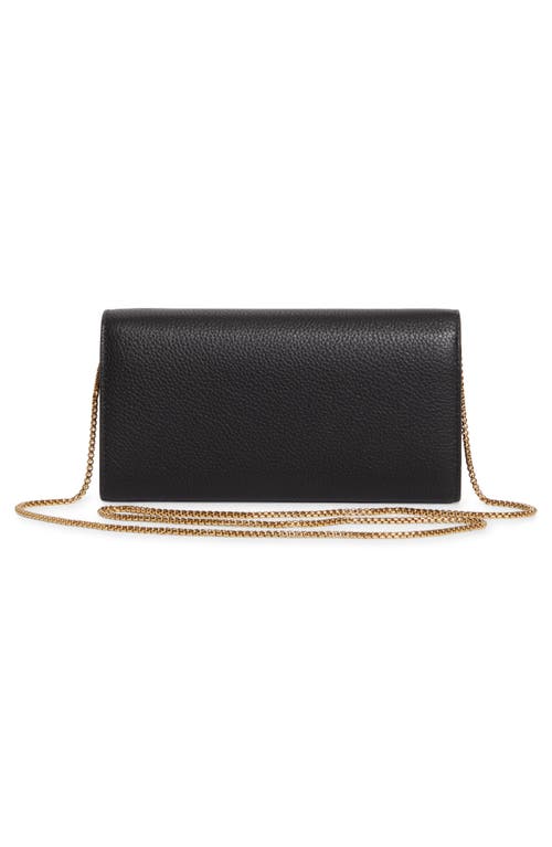 Ferragamo Gancio Grained Leather Wallet On A Chain In Black
