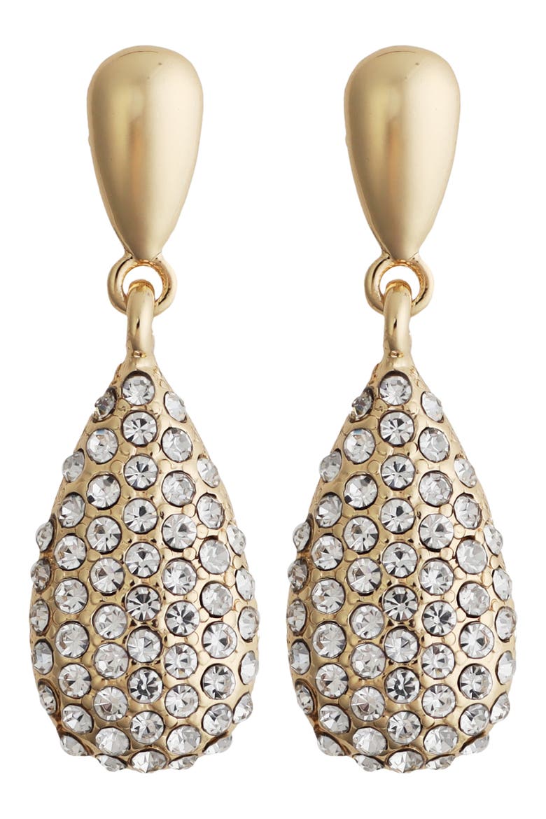 Pavé Teardrop Earrings, Main, color, GOLD