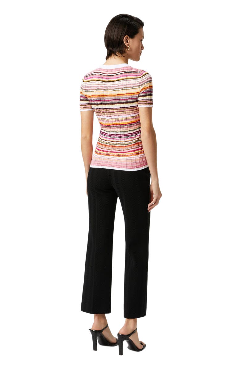 Missoni Striped Cotton And Viscose Ribbed Sweater With Three-quarter Sleeves, Alternate, color, Pink