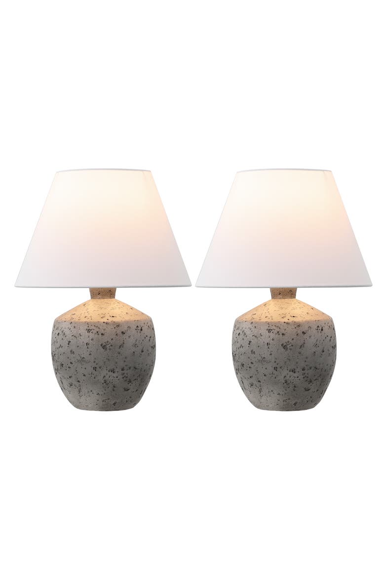Myron 18" Minimalist Scandinavian Concrete Effect Resin/Iron LED Table Lamp, Alternate, color, Antique Gray