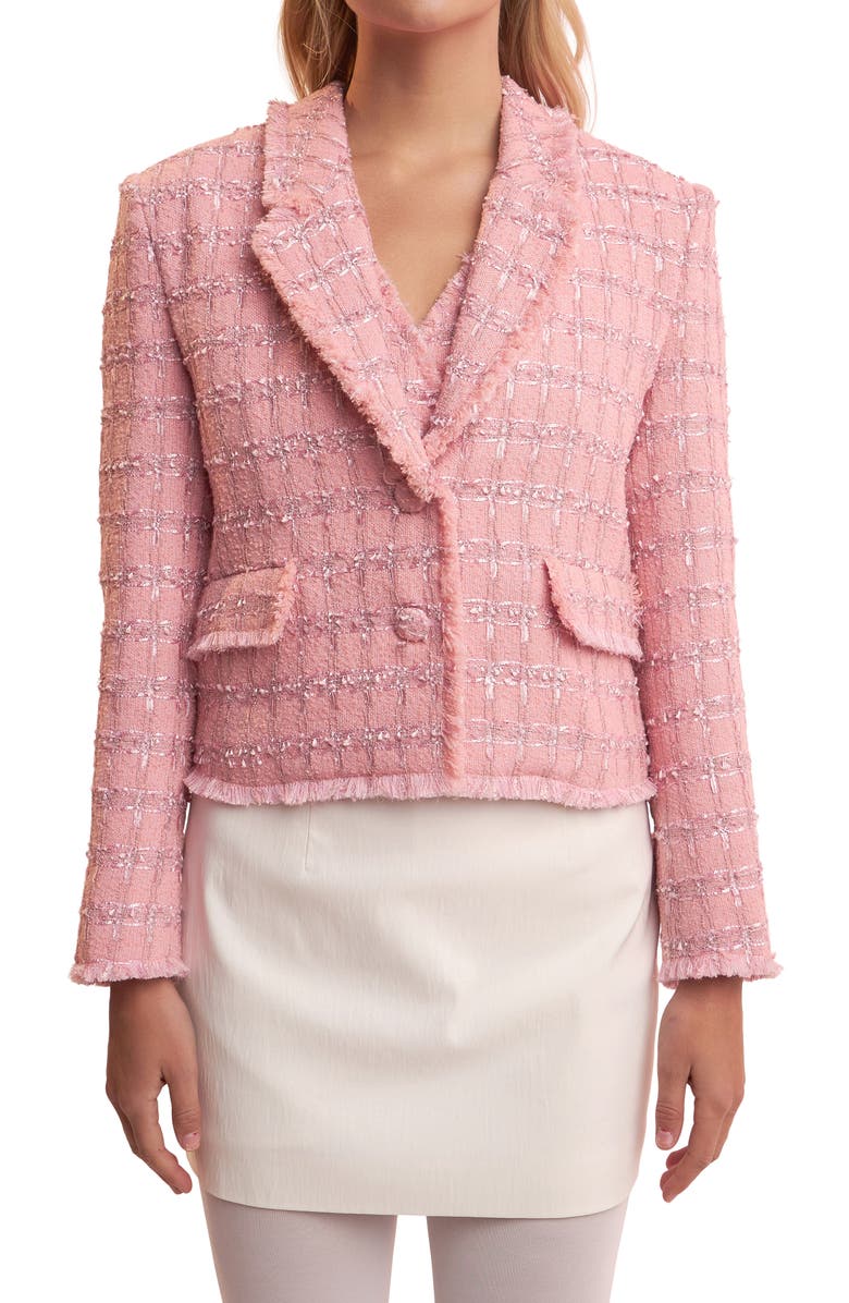 English Factory Tweed Fringe Blazer, Alternate, color,