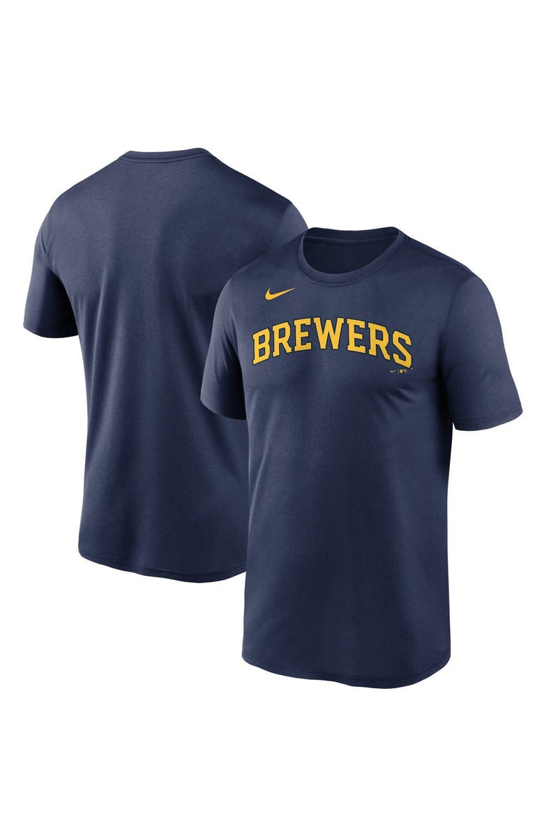 Nike Men's Nike Navy Milwaukee Brewers Wordmark Legend Performance T-Shirt, Main, color, Navy