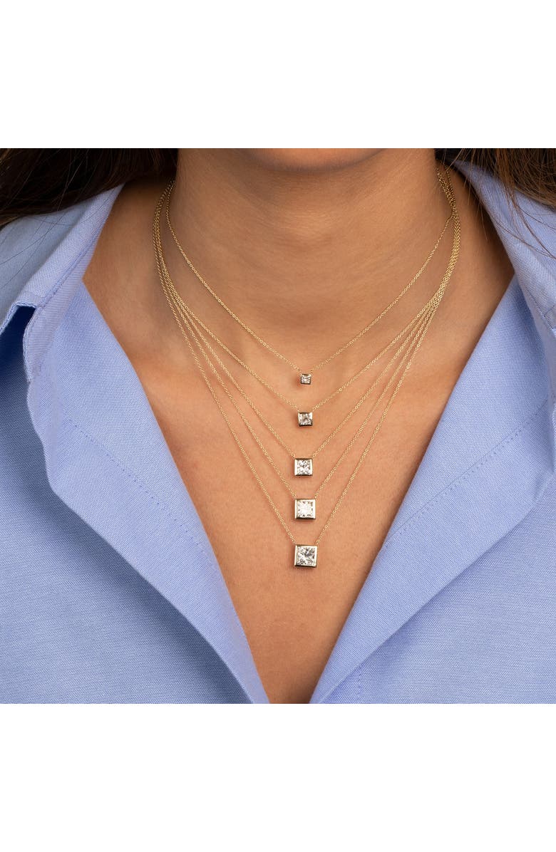 BY ADINA EDEN Lab Grown Diamond Princess Cut Bezel Necklace 14K, Alternate, color, 14K Gold - 1 Carat