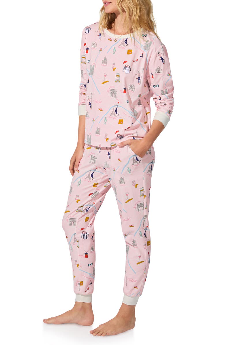 BedHead Pajamas Organic Cotton Blend Jersey Pajamas, Alternate, color, 48 Hours In Paris