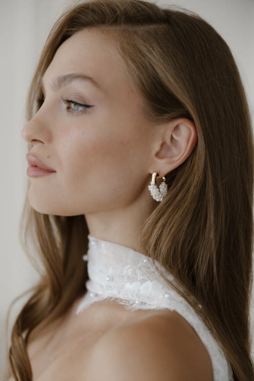 Untamed Petals Chateau Pearl Hoops In Gold