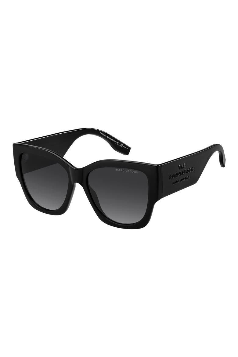 56mm Gradient Cat Eye Sunglasses, Alternate, color, BLACK/ DARK GREY SF