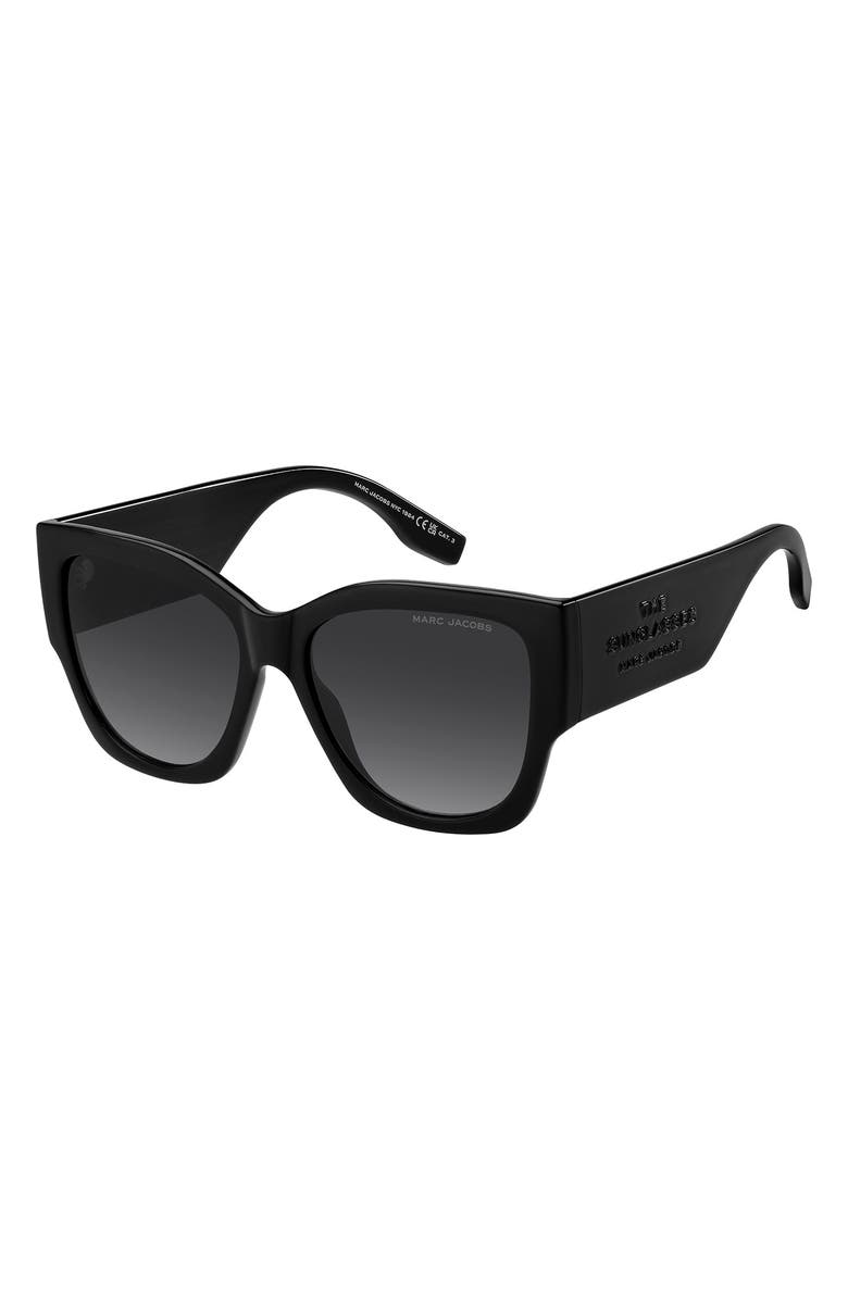 Marc Jacobs 56mm Gradient Cat Eye Sunglasses, Alternate, color, Black/ Dark Grey Sf