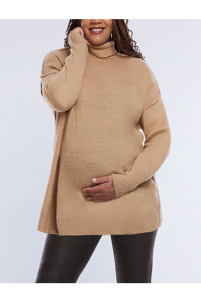 Turtleneck Long Sleeve Knit Maternity Sweater, Alternate, color, Brush