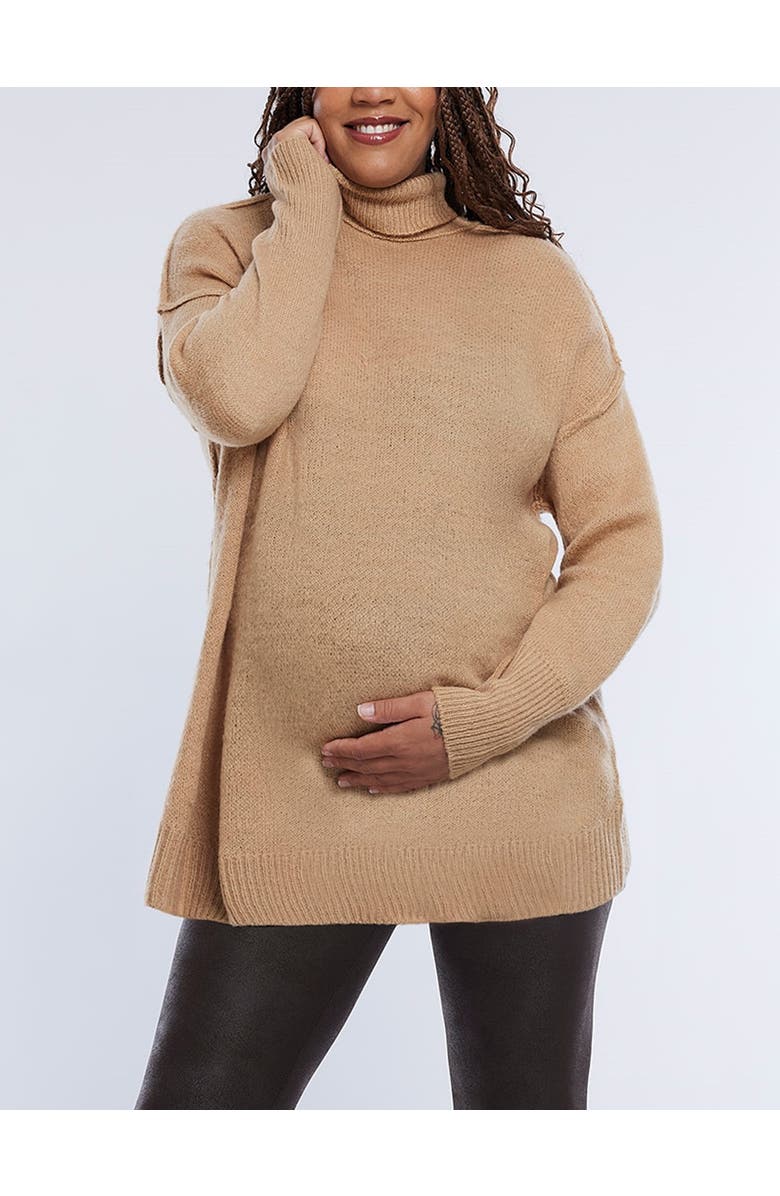MOTHERHOOD MATERNITY Turtleneck Long Sleeve Knit Maternity Sweater, Alternate, color, Brush
