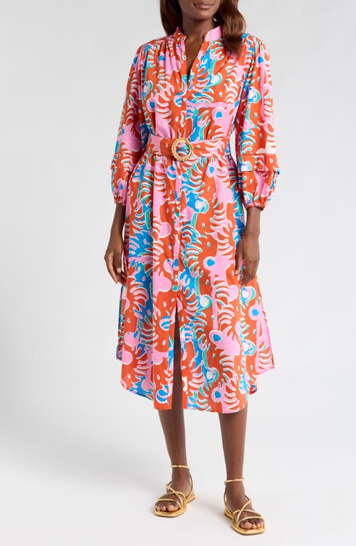 Poupette St Barth Cathy Printed Cotton Shirt Dress In Red Geo Afro