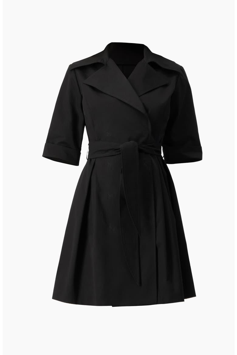 Belted Collared Short-Sleeve Shirt Mini Dress, Alternate, color, Black