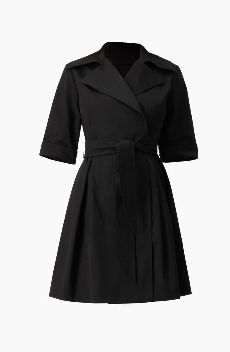IVONNE Belted Collared Short-Sleeve Shirt Mini Dress, Alternate, color, Black