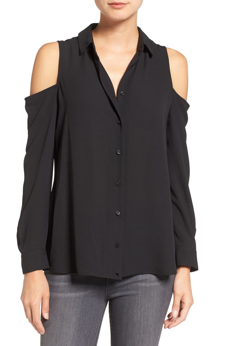 Convertible Cold Shoulder Top, Main, color, BLACK