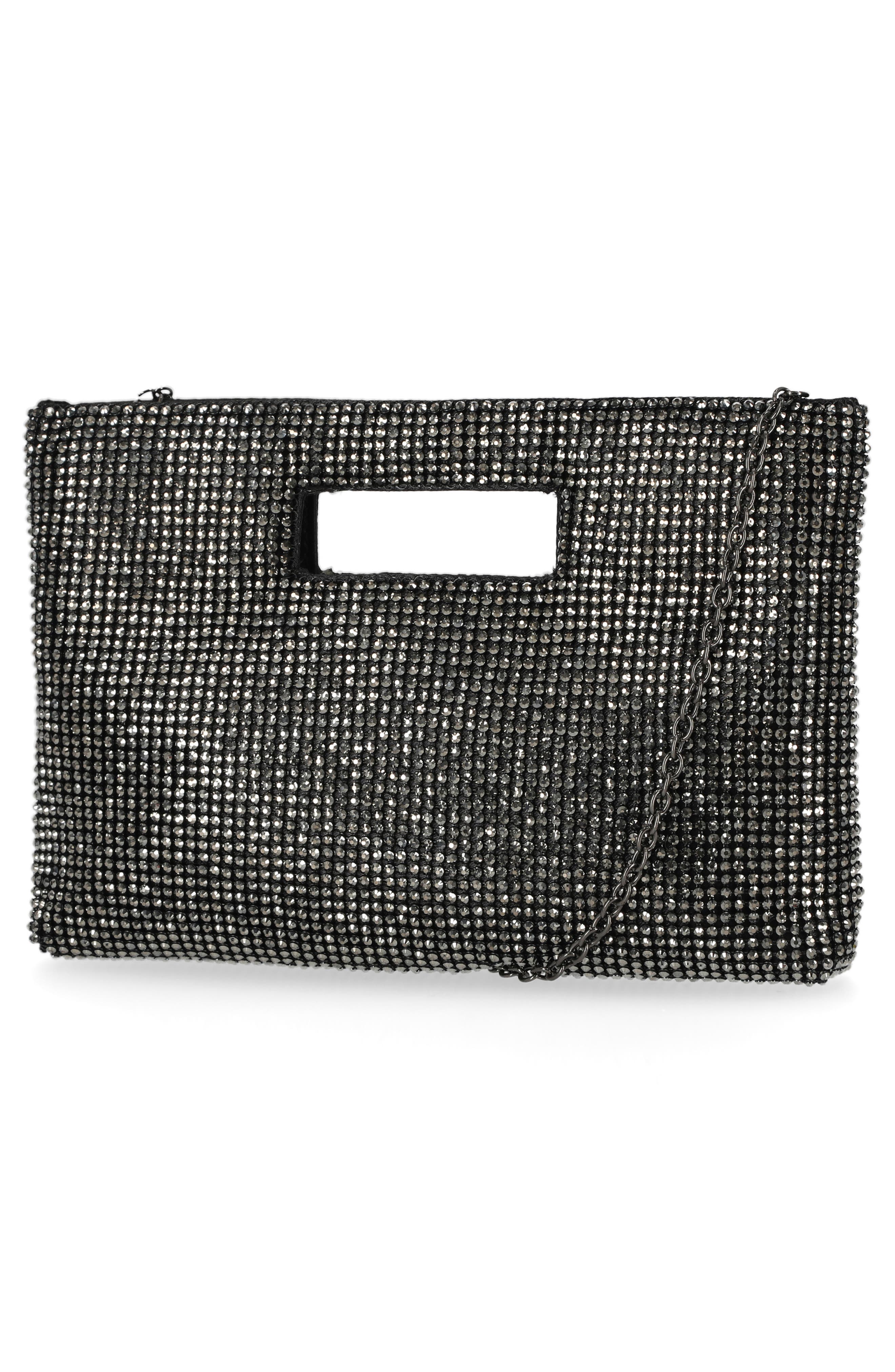 Jessica McClintock Asher Cut Out Handle Clutch, Alternate, color, New Gunmetal