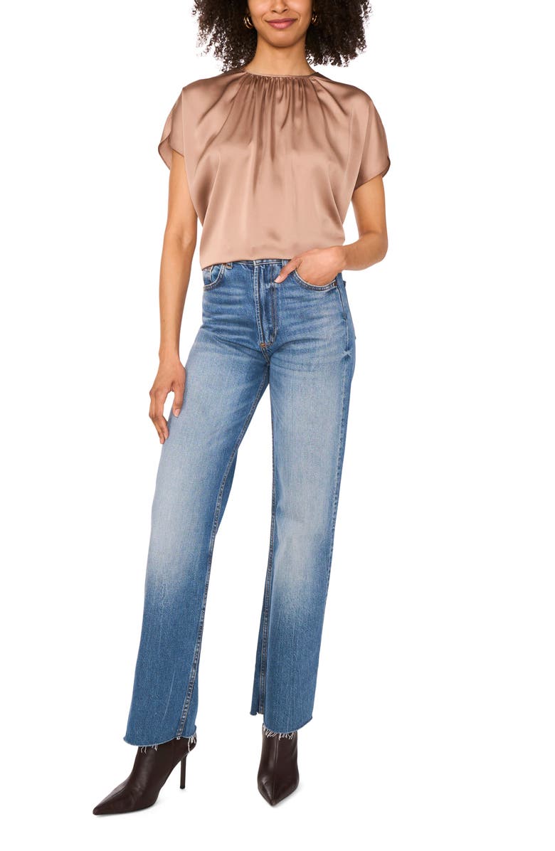 Vince Camuto Shirred Satin Top, Alternate, color, Rich Taupe