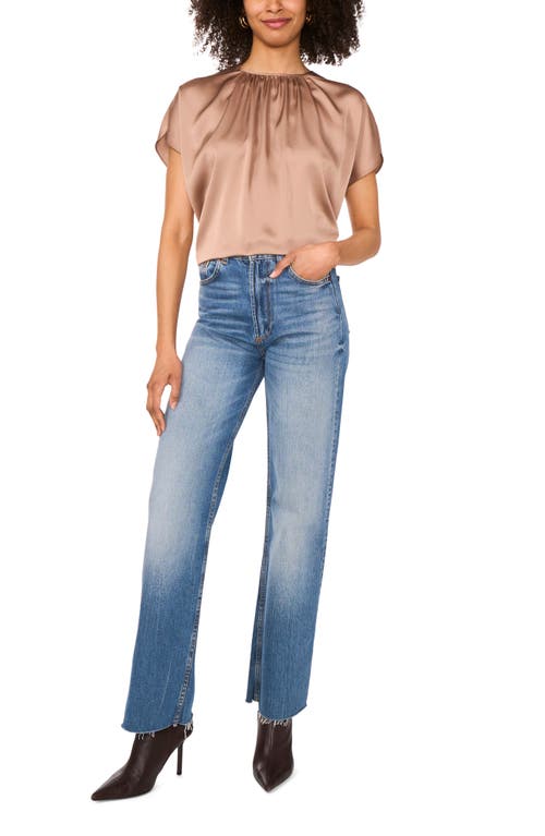 Vince Camuto Shirred Satin Top In Brown