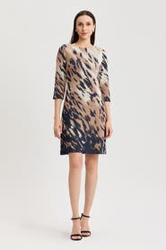 Ming Wang A-Line Abstract Animal Print Soft Knit Dress