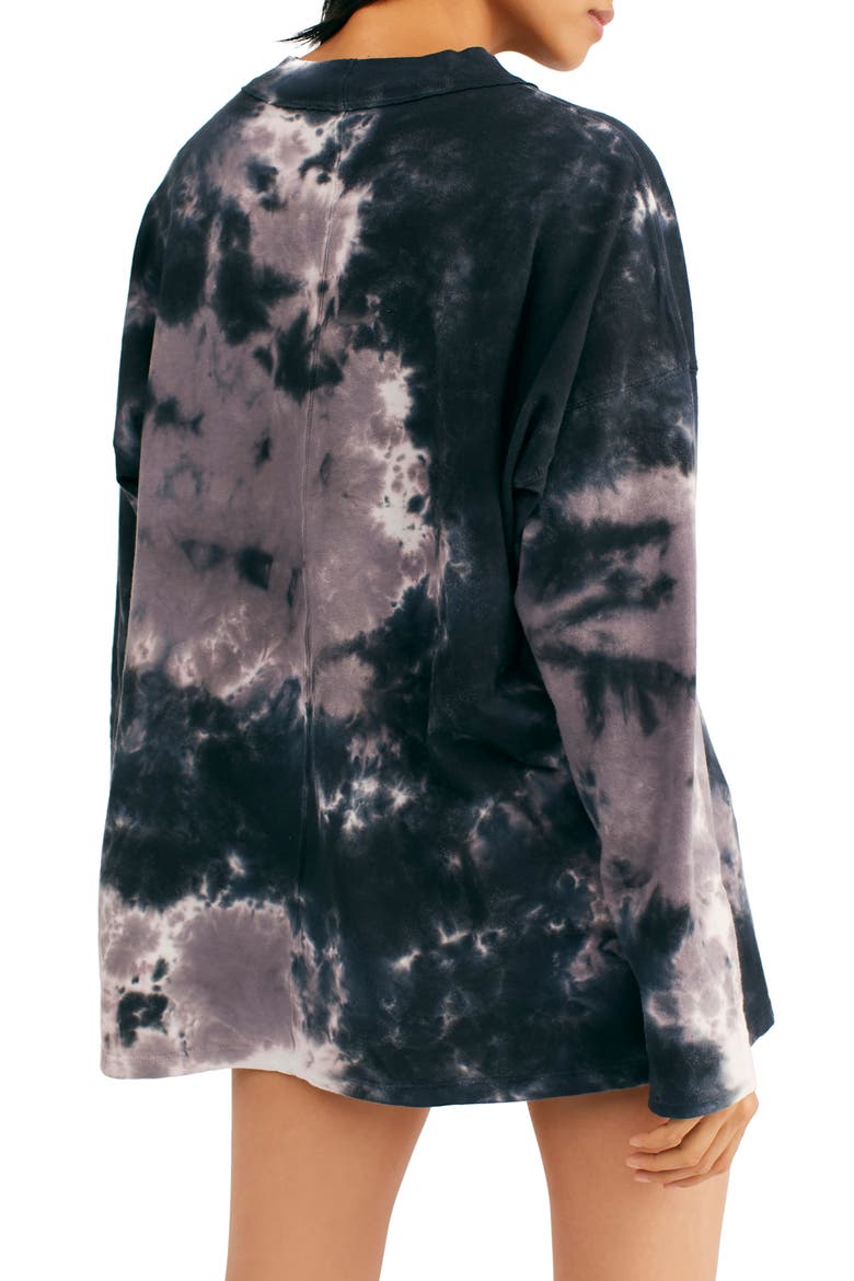 Be Free Tie Dye Oversize Long Sleeve T-Shirt, Alternate, color, CHARCOAL COMBO