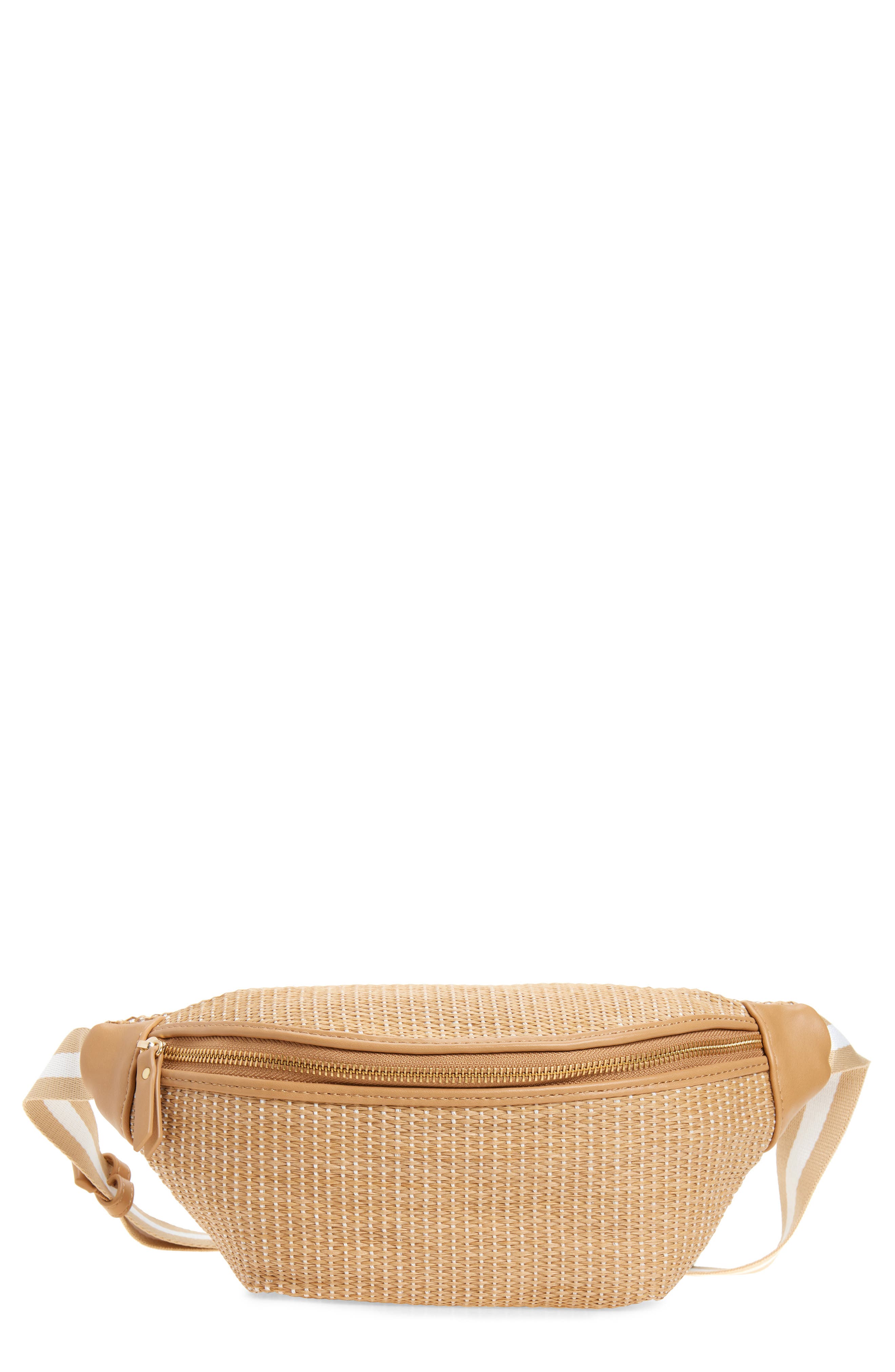 LSPACE Evie Straw Belt Bag, Main, color, Natural