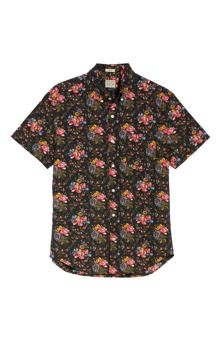 J.Crew Regular Fit Stretch Secret Wash Floral Print Sport Shirt, Alternate, color, 
