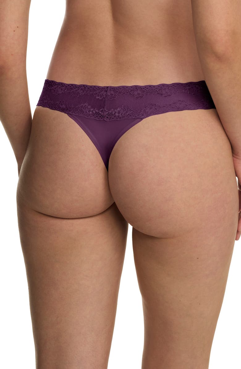 Natori Bliss Perfection One Size Thong, Alternate, color, Fig Jam