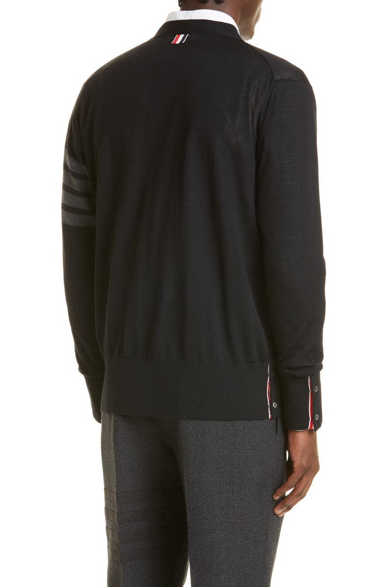 Thom Browne 4-Bar Merino Wool Cardigan, Alternate, color,