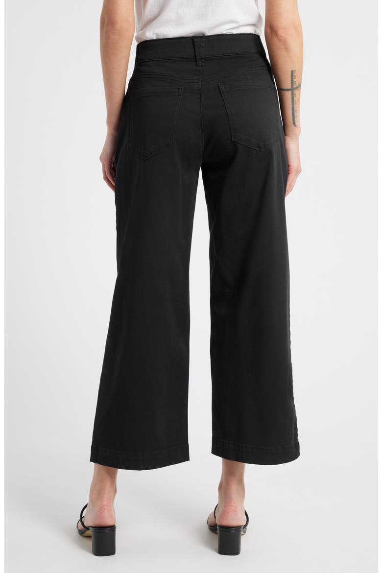Sam High Waist Ankle Wide Leg Twill Pants, Alternate, color, BLACK