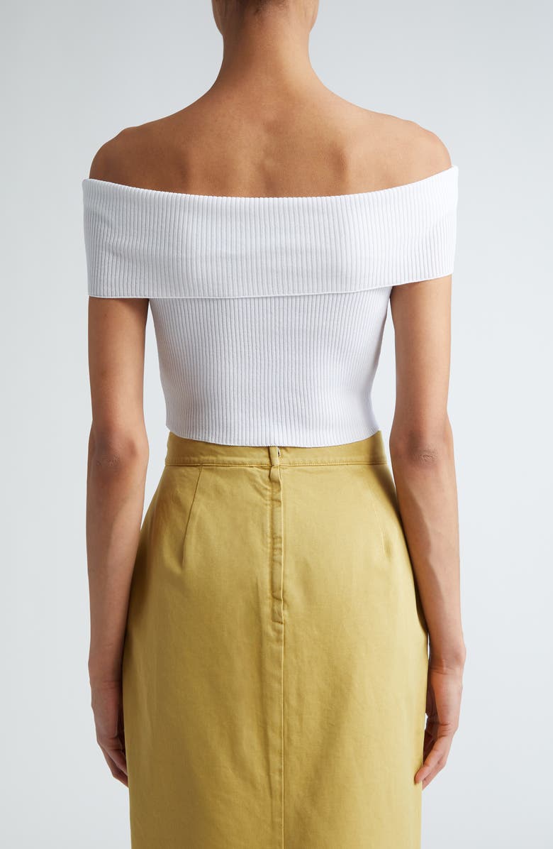 Max Mara Cennare Rib Off-the-Shoulder Crop Sweater, Alternate, color, 