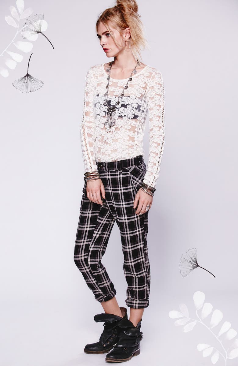 Free People Floral Textured Sheer Pullover, Alternate, color,