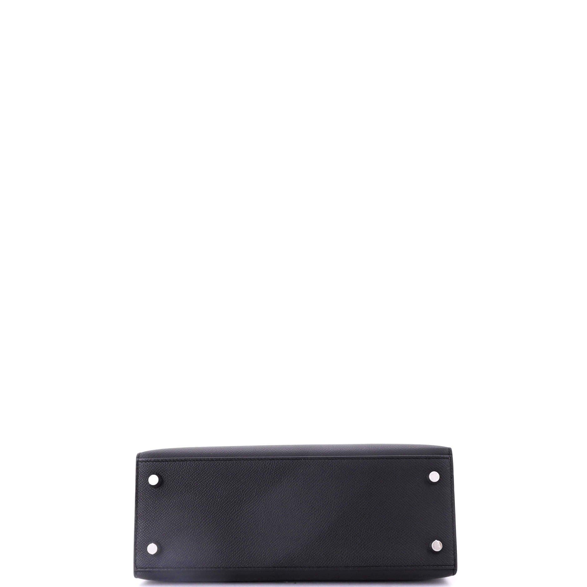 Pre-Owned Hermes Kelly Handbag Black Epsom with Palladium Hardware 25, Alternate, color, 