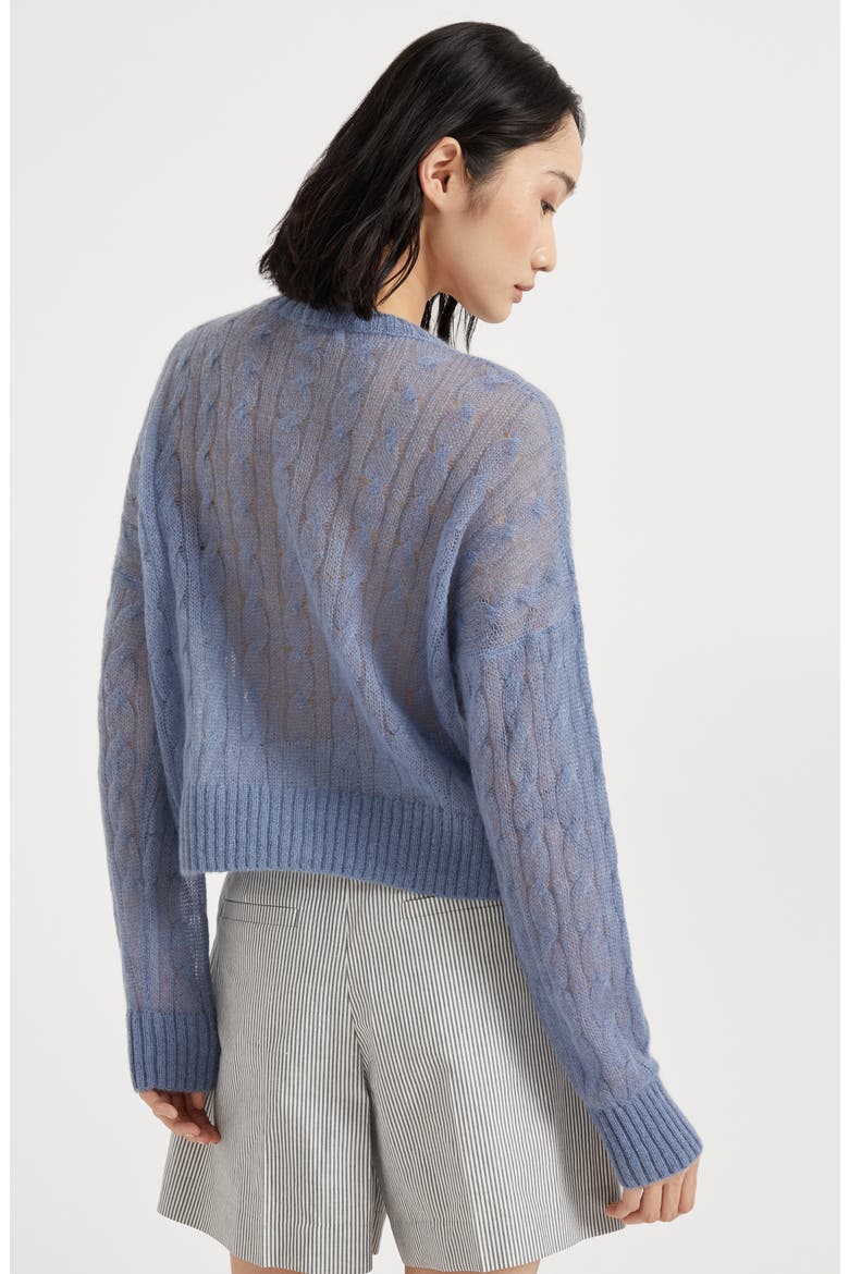 Cable knit cardigan, Alternate, color, Avio Blue