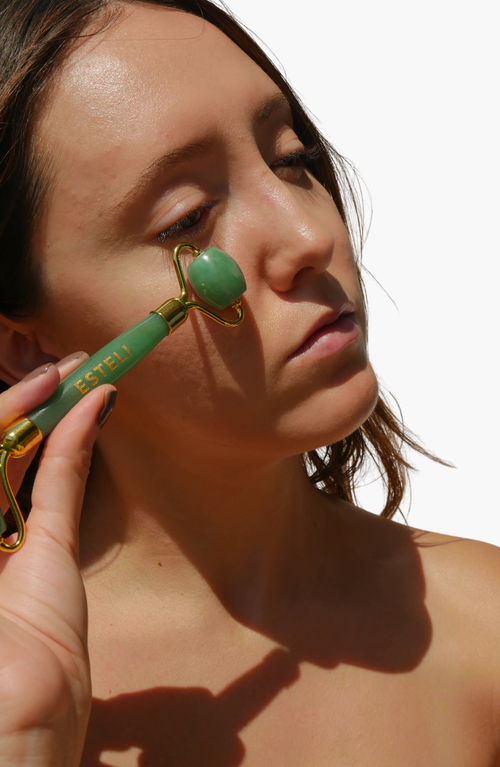 Esteli Aventurine Roller And Gua Sha Set In Dark Green