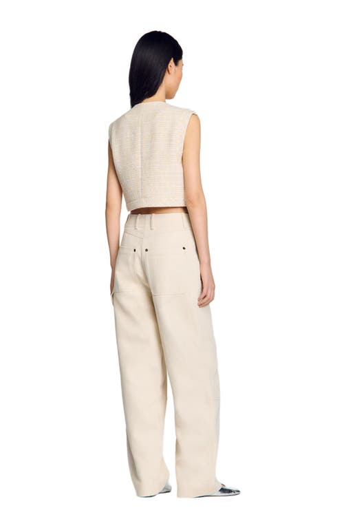 Sandro Decorative Tweed Jacket In Neutral