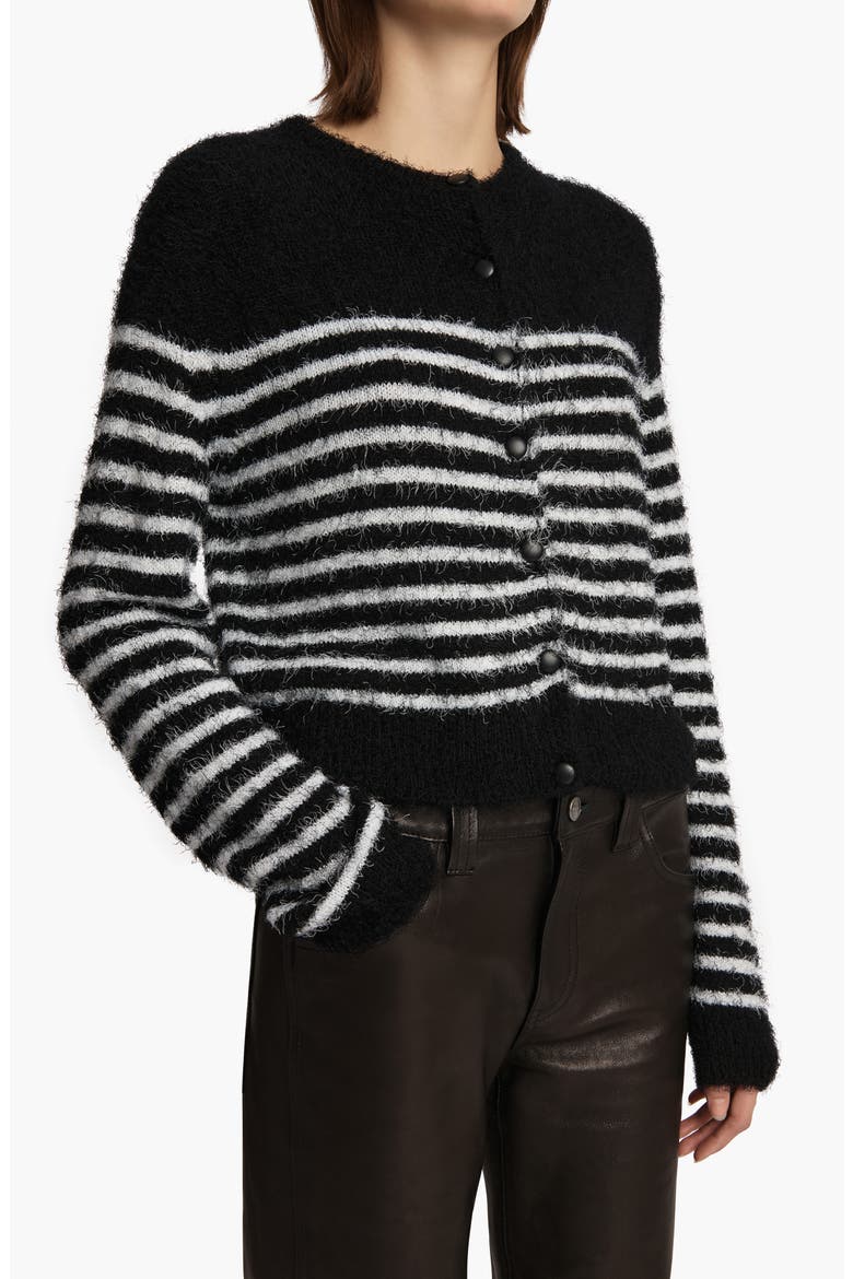 Jules Silk & Cashmere Eyelash Cardigan, Alternate, color, BLACK / GLAZE