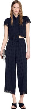 SANDRO Paisley jacquard crop top
